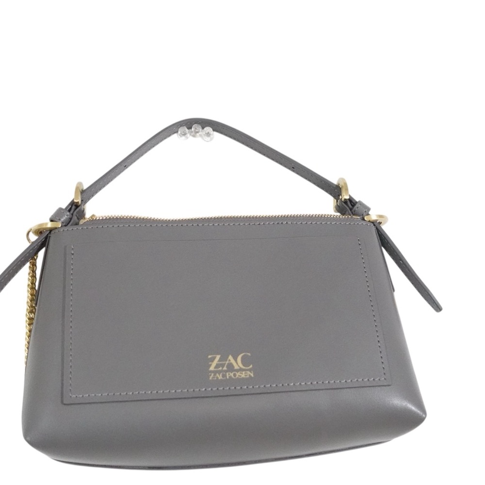 ZAC Zac Posen Charcoal Leather Shoulder Bag - Picture 2 of 5